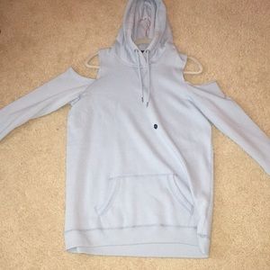Light blue Hollister cold shoulder hoodie